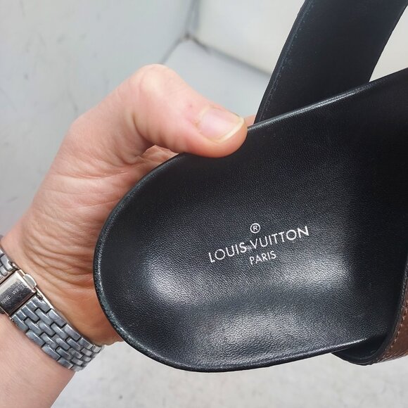 Louis Vuitton Brown Buckle Bom Dia Monogram Flat Slide Sandal - Picture 5 of 14